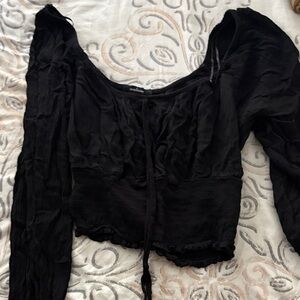 Ambiance Black Ruched Blouse